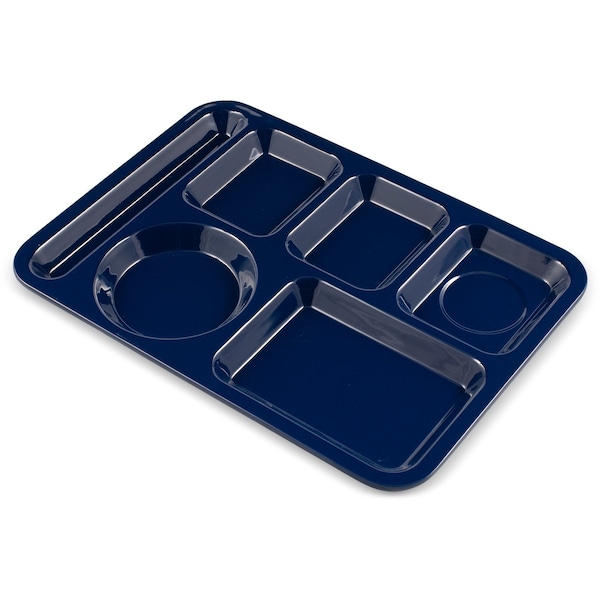 Carlisle Foodservice Lt Hand Hvy Wt, 6-Comp Tray, Dk Blue, PK12 - 4398050