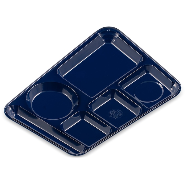 Carlisle Foodservice Lt Hand Hvy Wt, 6-Comp Tray, Dk Blue, PK12 - 4398050