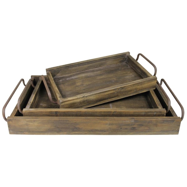 Tarifa 3 x 16.5 x 27 in. Dark Brown Wooden Trays - TA3095296