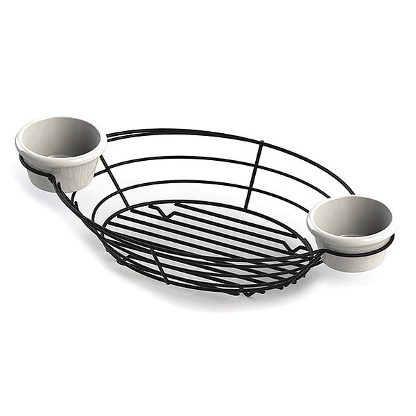 Tablecraft Oval Bskt W/Rmkn Hldr, Blk, 13"X7"X2" - H711372BK