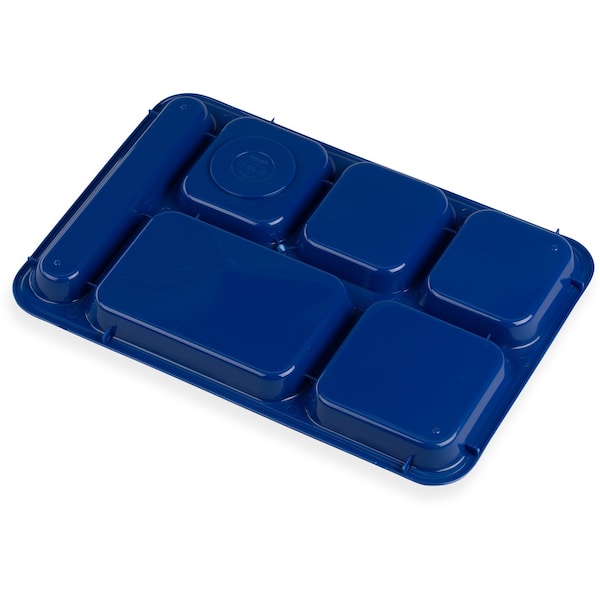 Carlisle Foodservice Right-Hand 6-Comp Tray, 14"x10", Blu, PK24 - P614R14