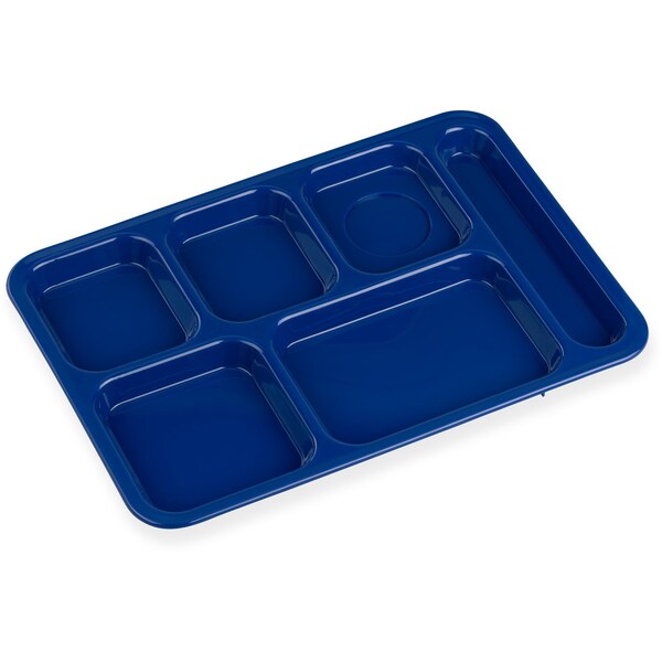Carlisle Foodservice Right-Hand 6-Comp Tray, 14"x10", Blu, PK24 - P614R14