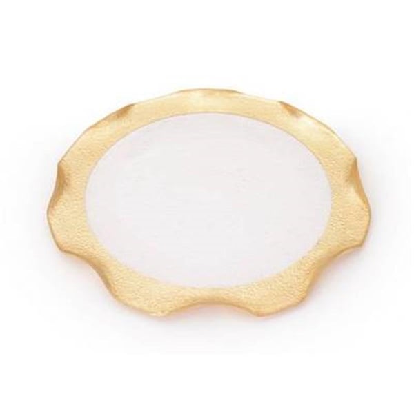Classic Touch Decor 12 in. Wavy Chargers with Gold, Set of 4, 4PK - CCN639G