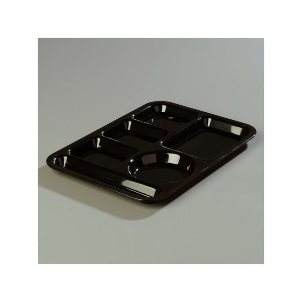 Carlisle Foodservice Left-Hand, 6-Compartment Tray, Black, PK24 - 61403