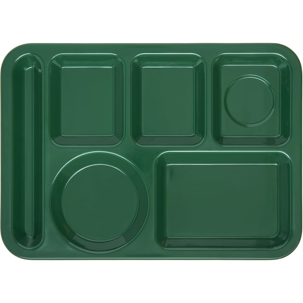 Carlisle Foodservice Lt Hand Hvy Wt, 6-Comp Tray, Grn, PK12 - 4398008
