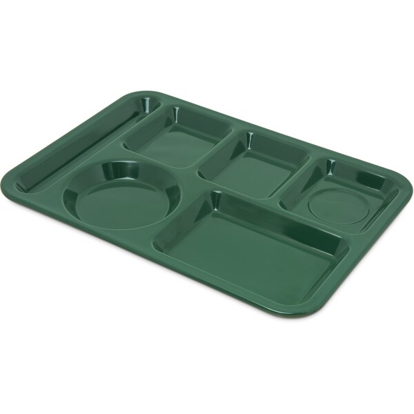 Carlisle Foodservice Lt Hand Hvy Wt, 6-Comp Tray, Grn, PK12 - 4398008