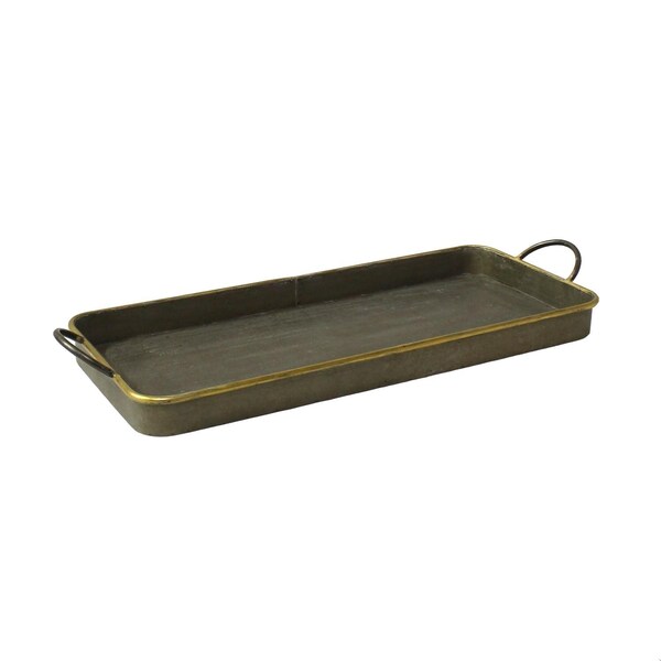 Homeroots Nesting Galvanized Metal & Gold Serving Trays - Set of 3 - 384121