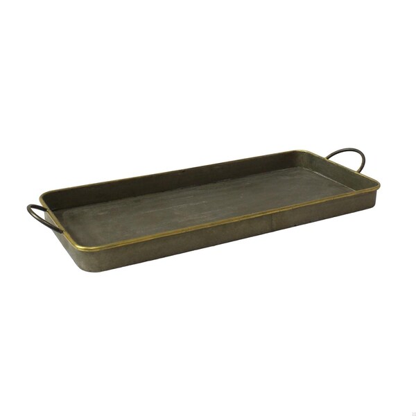 Homeroots Nesting Galvanized Metal & Gold Serving Trays - Set of 3 - 384121