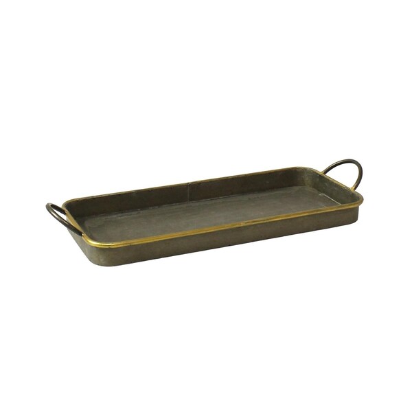 Homeroots Nesting Galvanized Metal & Gold Serving Trays - Set of 3 - 384121