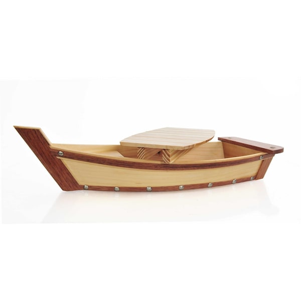 Homeroots Small Wooden Sushi Boat Serving Tray 6.25 x 16.75 x 3.37 in. - 364376