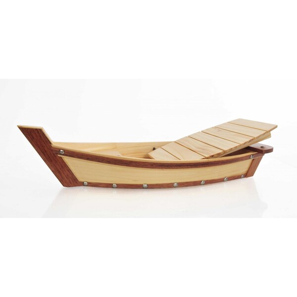 Homeroots Small Wooden Sushi Boat Serving Tray 6.25 x 16.75 x 3.37 in. - 364376