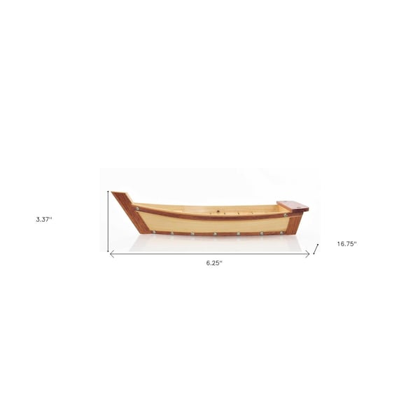 Homeroots Small Wooden Sushi Boat Serving Tray 6.25 x 16.75 x 3.37 in. - 364376