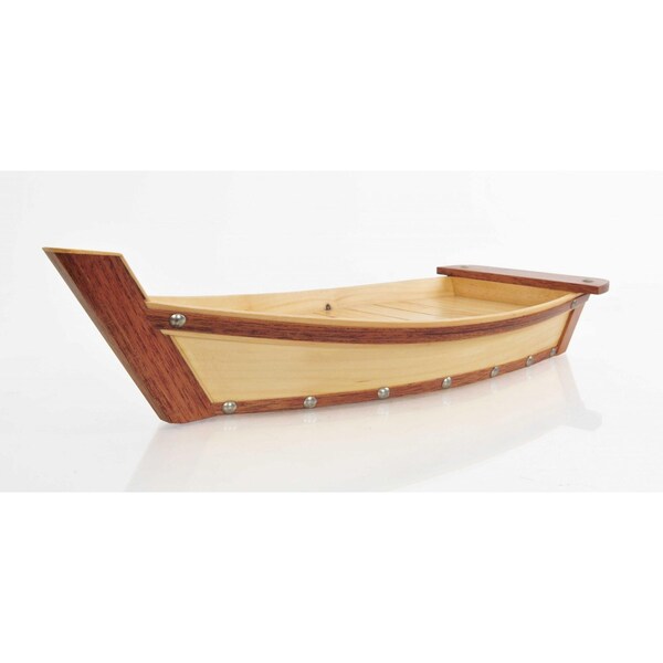 Homeroots Small Wooden Sushi Boat Serving Tray 6.25 x 16.75 x 3.37 in. - 364376