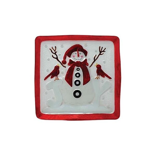 Ls Arts LS Arts XM-1143 11.5 in. Snowman Joy Square Platter - XM-1143
