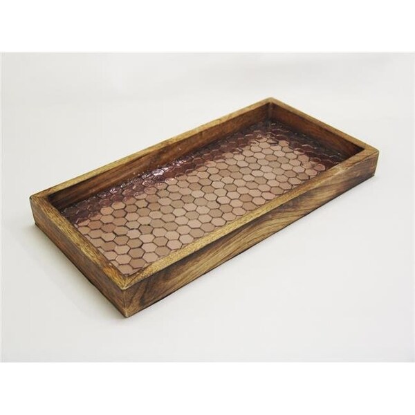 Nusteel NuSteel TR-241L 13 x 6.5 in. Copper Mosaic Wooden Tray - TR-241L