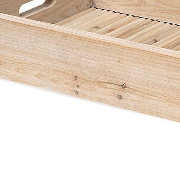 Homeroots Natural Blonde Wood with Coastal Inspired Tray - 376056