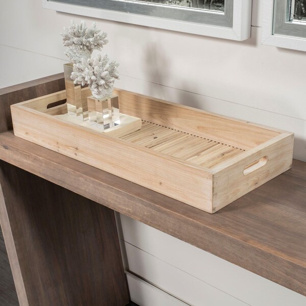 Homeroots Natural Blonde Wood with Coastal Inspired Tray - 376056