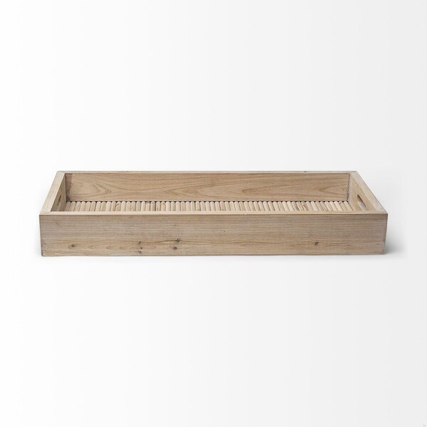 Homeroots Natural Blonde Wood with Coastal Inspired Tray - 376056