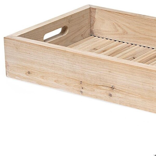 Homeroots Natural Blonde Wood with Coastal Inspired Tray - 376056