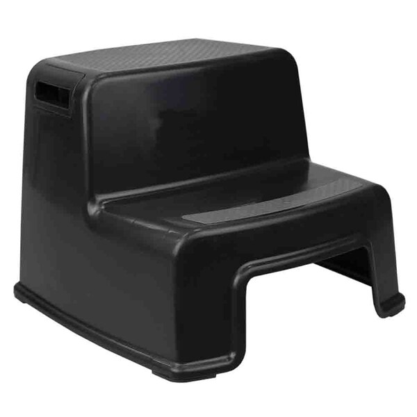Home Basics Home Basics 2 Step Plastic Stool with Slip-Resistant Rubber Top and Easy Grip Handles - ZOR96234