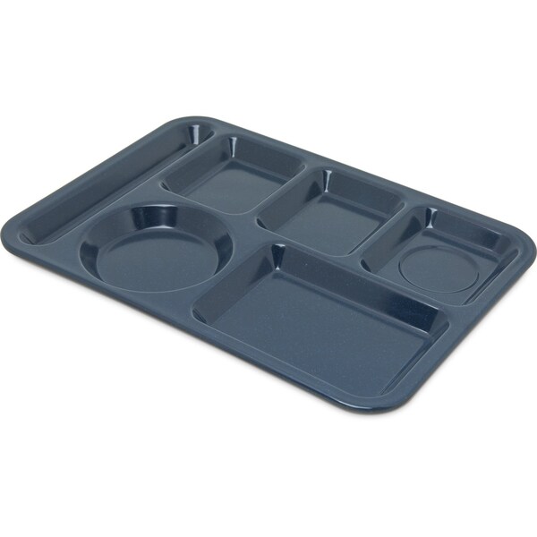 Carlisle Foodservice Lt Hand Hvy Wt, 6-Comp Tray, Blue, PK12 - 4398035