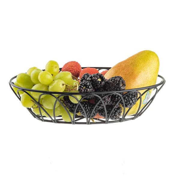 Tablecraft Oval Serving Basket, Black Metal, 9x6x2.5 - 10536
