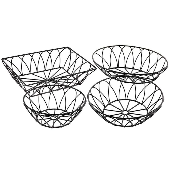 Tablecraft Oval Serving Basket, Black Metal, 9x6x2.5 - 10536