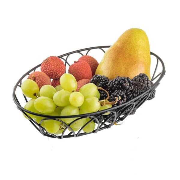 Tablecraft Oval Serving Basket, Black Metal, 9x6x2.5 - 10536