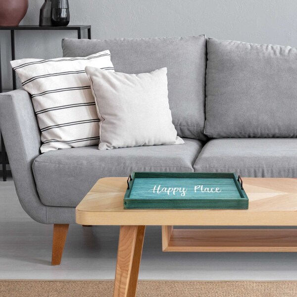 Elegant Designs Elegant Designs Decorative Wood Serving Tray, "Happy Place" - HG2000-BHP