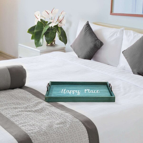 Elegant Designs Elegant Designs Decorative Wood Serving Tray, "Happy Place" - HG2000-BHP