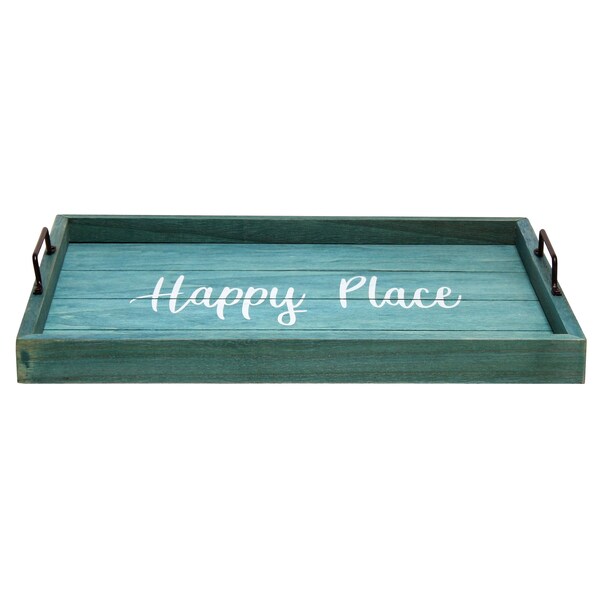 Elegant Designs Elegant Designs Decorative Wood Serving Tray, "Happy Place" - HG2000-BHP