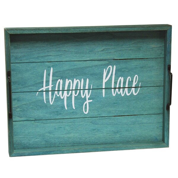 Elegant Designs Elegant Designs Decorative Wood Serving Tray, "Happy Place" - HG2000-BHP