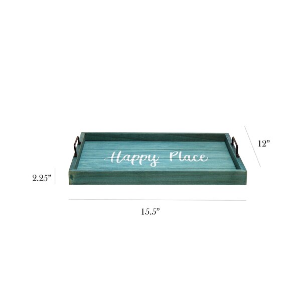Elegant Designs Elegant Designs Decorative Wood Serving Tray, "Happy Place" - HG2000-BHP