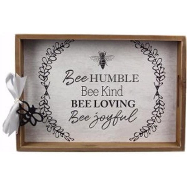 Youngs 15 x 10.5 in. Bee Humble-Wood Serving Tray - 156000