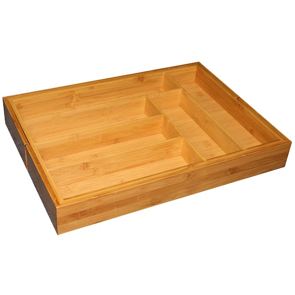 Hds Trading Expandable 8 Compartment Bamboo Cutlery Tray, Natural - ZOR95997