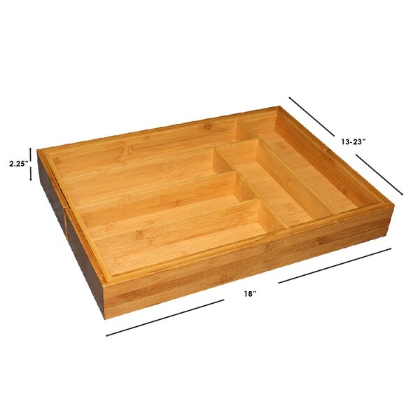 Hds Trading Expandable 8 Compartment Bamboo Cutlery Tray, Natural - ZOR95997