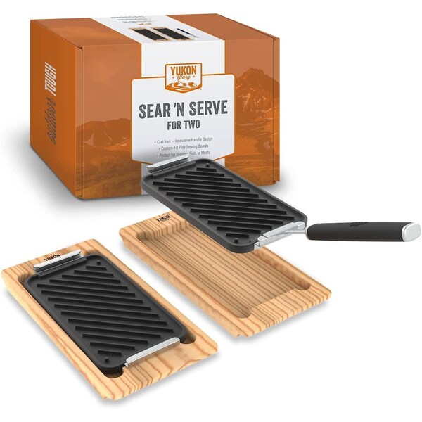 Yukon Glory Wooden Trays & Cast Iron Pan Set - YG-663