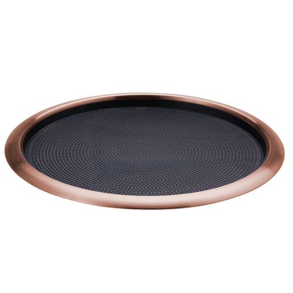 Service Ideas Tray with Removable Insert, 14" Round, Stainless Steel , Rose Gold - TR1614RIRG