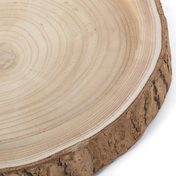 Vintiquewise Wood Tree Bark Indented Display Tray Serving Plate Platter Charger - 14 Inch Dia - QI003840-14