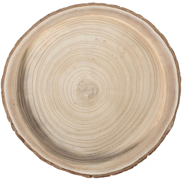 Vintiquewise Wood Tree Bark Indented Display Tray Serving Plate Platter Charger - 14 Inch Dia - QI003840-14