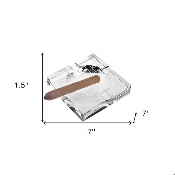 Homeroots 7 in. Hand Crafted Square Crystal Cigar Ash Tray - 375763