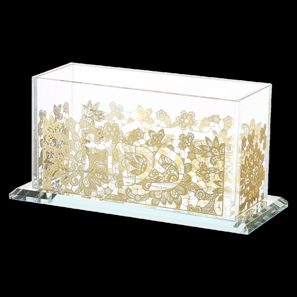 Forraje Matzah Holder Crystal with Gold Plate- 10 x 5.5 x 4.5 in. - FO3315398