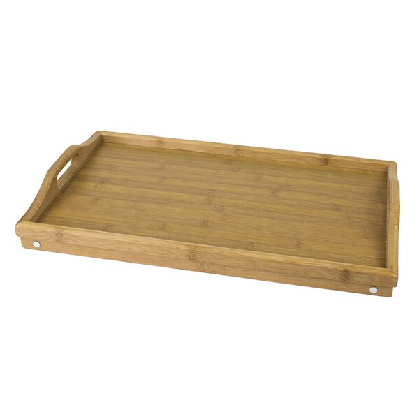 Home Basics MultiPurpose Folding Bamboo Bed Tray with Cutout Handles - BT01014
