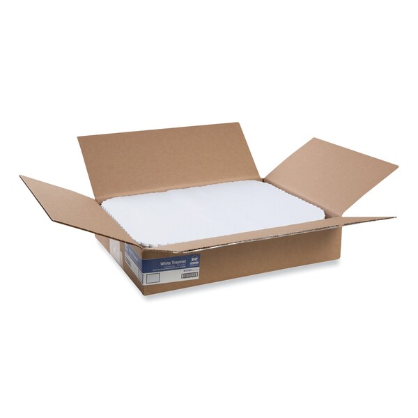 Amercareroyal Embossed Scalloped Edges Traymats, 12.75 x 16.5, White, 1000PK - W1216S