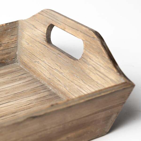 Homeroots Natural Brown Wood with Grains & Knots Highlight Tray - Set of 2 - 376054