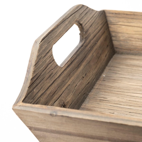 Homeroots Natural Brown Wood with Grains & Knots Highlight Tray - Set of 2 - 376054
