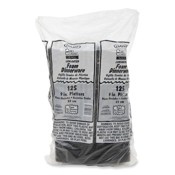 Dart Quiet Classic Laminated Foam Dinnerware, Platter, 9.8 in. x 6.7 in., Black, 500PK - 9PRBQR