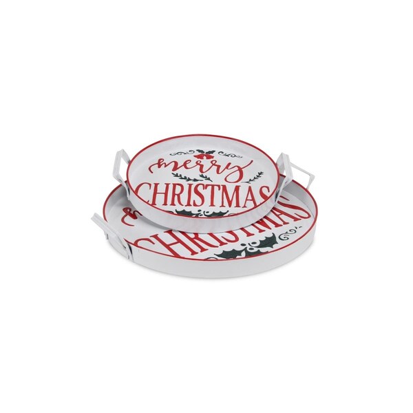 Cheungs Merry Christmas Trays with Side Handles - Set of 2 - 5493-2