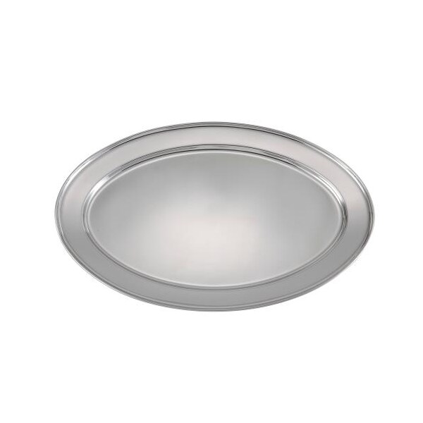 Winco 18 in x 11 1/2 in Oval Stainless Steel Platter - OPL-18