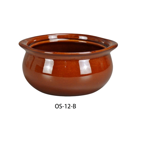 Yanco 12 oz China Onion Soup Crock, Brown - 4.25 x 2 in., 24PK - OS-12-B
